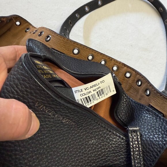VINCE CAMUTO Areli Noir Stud Trim Leather Tote Bag - Picture 6 of 13